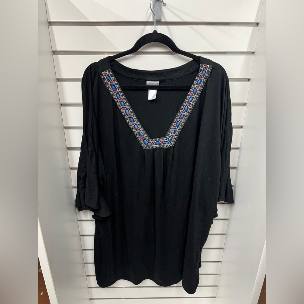 Dotti 3XL Black Swimsuit Coverup with Embellished Neckline